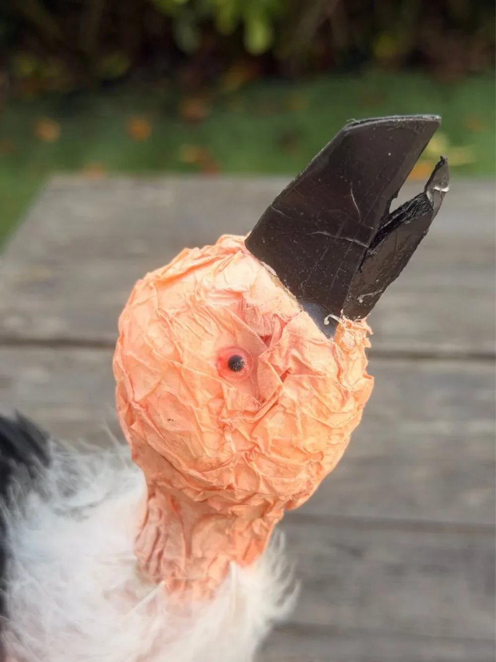 Vintage Paper Mache Primitive Halloween Vulture Sitter Fall Bird Buzzard Spooky
